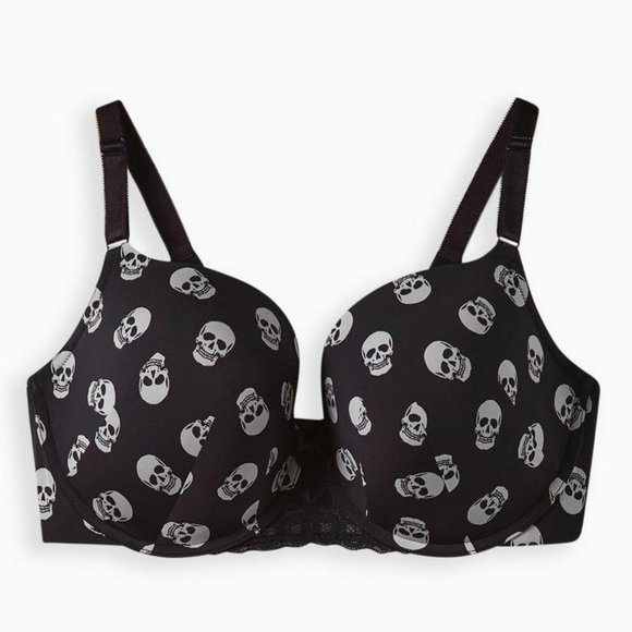 ❤️NWT TORRID BRA - SKULL PRINT T-SHIRT PUSH-UP - 360 BACK SMOOTHING - Picture 7 of 9